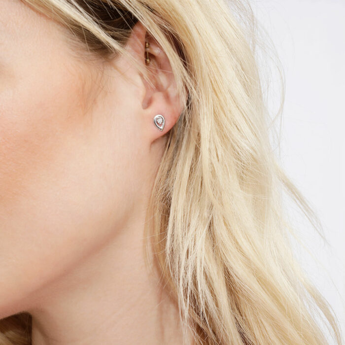 pendientes de boton diamantes oro blanco