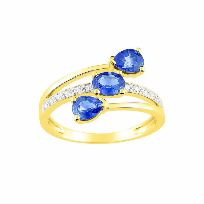 anillo tres zafiro oro amarillo