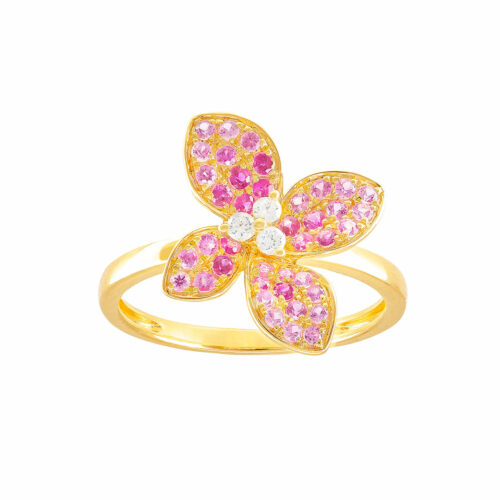Anillo Flor de Zafiro Rosa