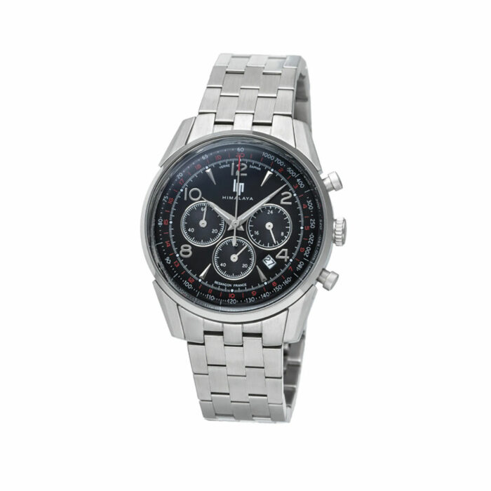 Reloj Lip Himalaya Cronógrafo Acero Esfera Negra 40mm