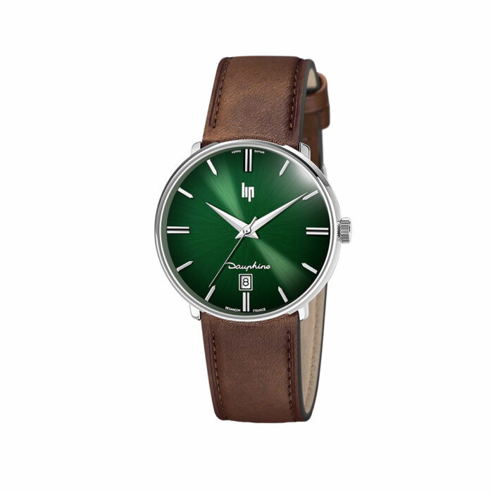 Reloj Lip Dauphine 38mm Correa Marrón Esfera Verde