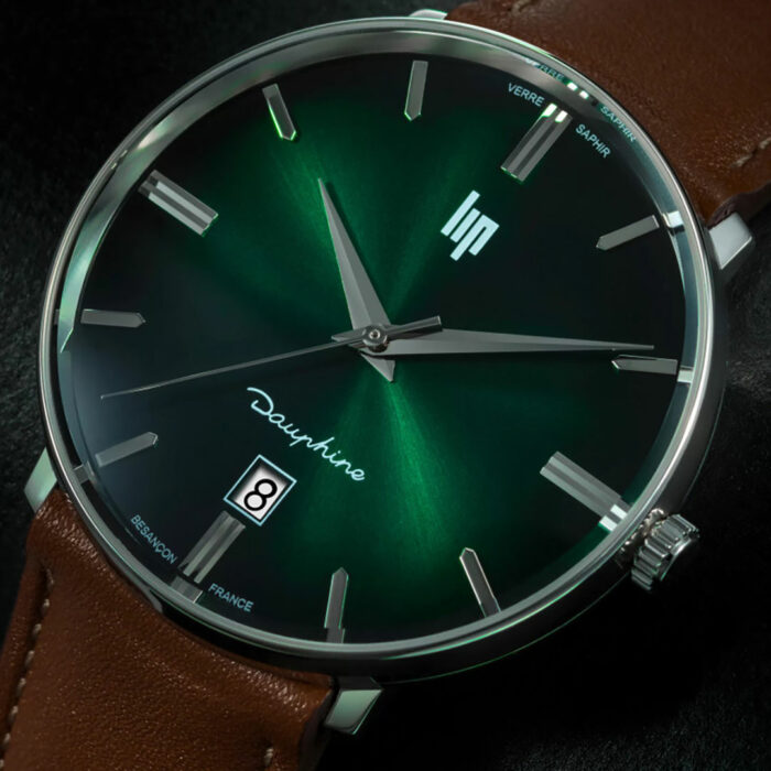 Reloj Lip Dauphine 38mm Correa Marrón Esfera Verde - Imagen 5