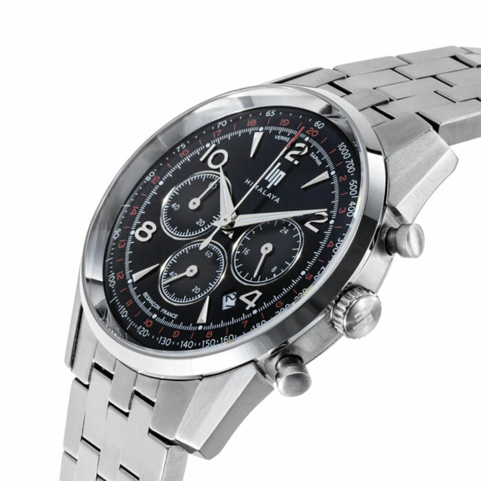 Reloj Lip Himalaya Cronógrafo Acero Esfera Negra 40mm - Imagen 2