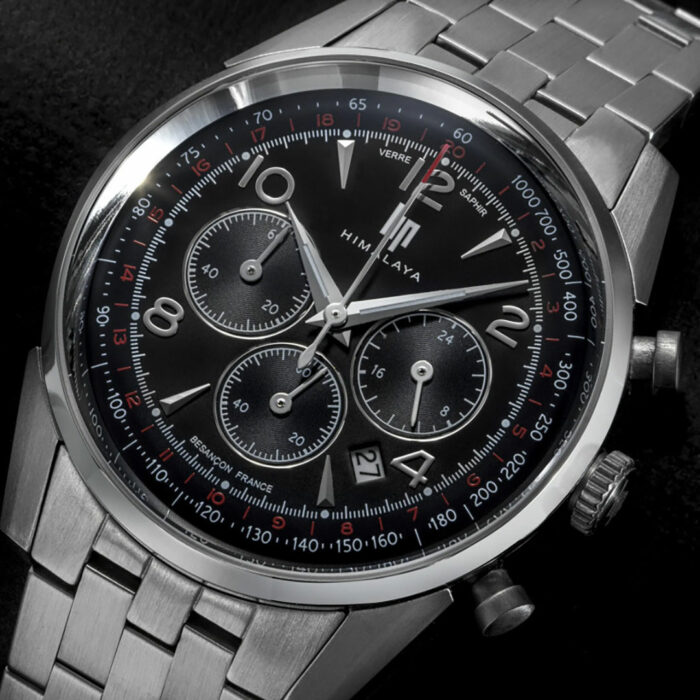 Reloj Lip Himalaya Cronógrafo Acero Esfera Negra 40mm - Imagen 3