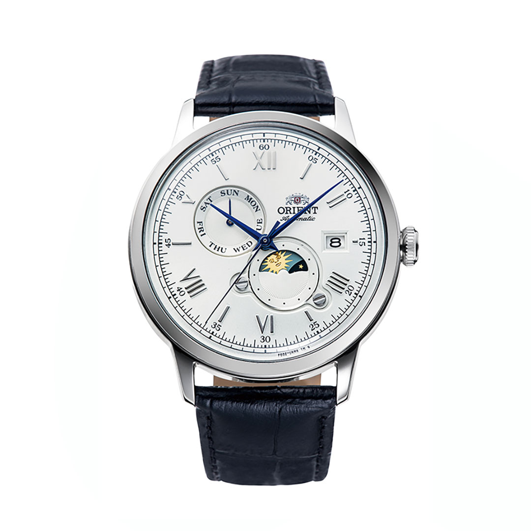 Reloj Orient Bambino Sun & Moon Esfera Blanca RA-AK0802S